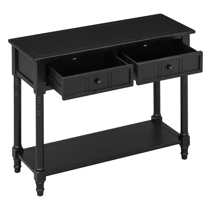 Table console traditionnelle de 35.4 avec tiroirs et étagère, table d’entrée vintage en pin, table de canapé compacte pour salon ou couloir – Panipeachy