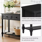 Table console traditionnelle de 35.4 avec tiroirs et étagère, table d’entrée vintage en pin, table de canapé compacte pour salon ou couloir – Panipeachy