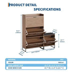Hidden Shoe Storage with 4 Flip Drawers, Wooden Shoe Organizer Cabinet with Farmhouse Doors Brown