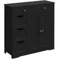 Yaheetech Wooden Bathroom Storage Cabinet Floor Cabinet with Adjustable Shelf, Black