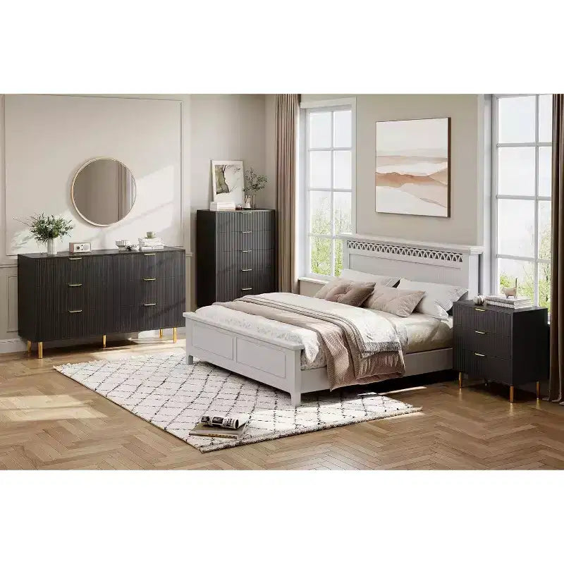 Inner Arc Vacuum-Formed 6-Drawer Cabinet, Black, Rounded Corners, Safe & Durable, Clothes Storage for Bedroom