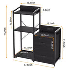 File Cabinet, Filing Cabinet Fits Letter/a4 Size, 2 Drawe File Cabinets for Home Office with Power Strip, LED Lights, Open Shelf