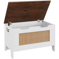 Storage Chest, 30 Rattan Storage Bench with Safety Hinge, Flip Top Blanket Chest Trunks, Supports 350 Lb, for Entryway, Living Room, Bedroom