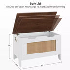 Storage Chest, 30 Rattan Storage Bench with Safety Hinge, Flip Top Blanket Chest Trunks, Supports 350 Lb, for Entryway, Living Room, Bedroom