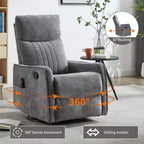 Orange Chenille Heat Massage Manual Recliner Chair with Rocker and Swivel in Fabric for Living Room