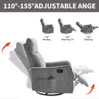 Orange Chenille Heat Massage Manual Recliner Chair with Rocker and Swivel in Fabric for Living Room