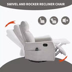 Orange Chenille Heat Massage Manual Recliner Chair with Rocker and Swivel in Fabric for Living Room