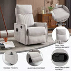 Orange Chenille Heat Massage Manual Recliner Chair with Rocker and Swivel in Fabric for Living Room
