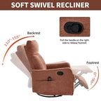 Orange Chenille Heat Massage Manual Recliner Chair with Rocker and Swivel in Fabric for Living Room