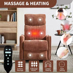 Orange Chenille Heat Massage Manual Recliner Chair with Rocker and Swivel in Fabric for Living Room