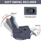 Orange Chenille Heat Massage Manual Recliner Chair with Rocker and Swivel in Fabric for Living Room