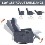 Orange Chenille Heat Massage Manual Recliner Chair with Rocker and Swivel in Fabric for Living Room