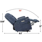 Gray Chenille Large Power Lift Recliner Chair with Massage and Heat 2 Steel Cup Holders for Elderly
