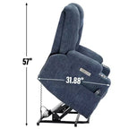 Gray Chenille Large Power Lift Recliner Chair with Massage and Heat 2 Steel Cup Holders for Elderly