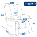 Gray Chenille Large Power Lift Recliner Chair with Massage and Heat 2 Steel Cup Holders for Elderly