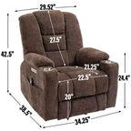 Gray Chenille Large Power Lift Recliner Chair with Massage and Heat 2 Steel Cup Holders for Elderly