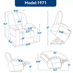 Gray Chenille Large Power Lift Recliner Chair with Massage and Heat 2 Steel Cup Holders for Elderly