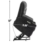 Gray Chenille Large Power Lift Recliner Chair with Massage and Heat 2 Steel Cup Holders for Elderly