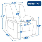 Gray Chenille Large Power Lift Recliner Chair with Massage and Heat 2 Steel Cup Holders for Elderly