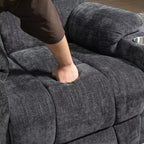 Gray Chenille Large Power Lift Recliner Chair with Massage and Heat 2 Steel Cup Holders for Elderly
