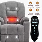 Gray Chenille Large Power Lift Recliner Chair with Massage and Heat 2 Steel Cup Holders for Elderly