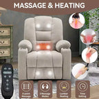 Gray Chenille Large Power Lift Recliner Chair with Massage and Heat 2 Steel Cup Holders for Elderly