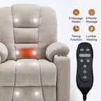 Gray Chenille Large Power Lift Recliner Chair with Massage and Heat 2 Steel Cup Holders for Elderly