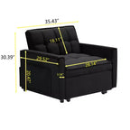 MAYEERTY Foldable Futon Sofa Bed - Adjustable Back with Wheels & Strap, Compact Versatile Design for Small Spaces Black
