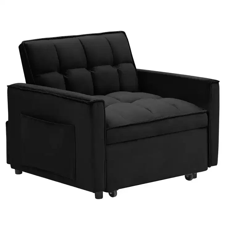 MAYEERTY Foldable Futon Sofa Bed - Adjustable Back with Wheels & Strap, Compact Versatile Design for Small Spaces Black