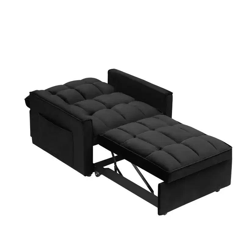 MAYEERTY Foldable Futon Sofa Bed - Adjustable Back with Wheels & Strap, Compact Versatile Design for Small Spaces Black