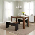 FurnitureR 47,2 hüvelykes étkezőasztal-készlet 2 paddal, modern MDF-fa asztal- és ülőgarnitúra, helytakarékos étkezőbútor konyhába és étkezőbe