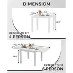 Extentable Outdoor Dining Table Set for 4-6 Persons, 31.5-63 in Expandable Patio Table, Rectangular Aluminum Frame, Woodgrain Tabletop