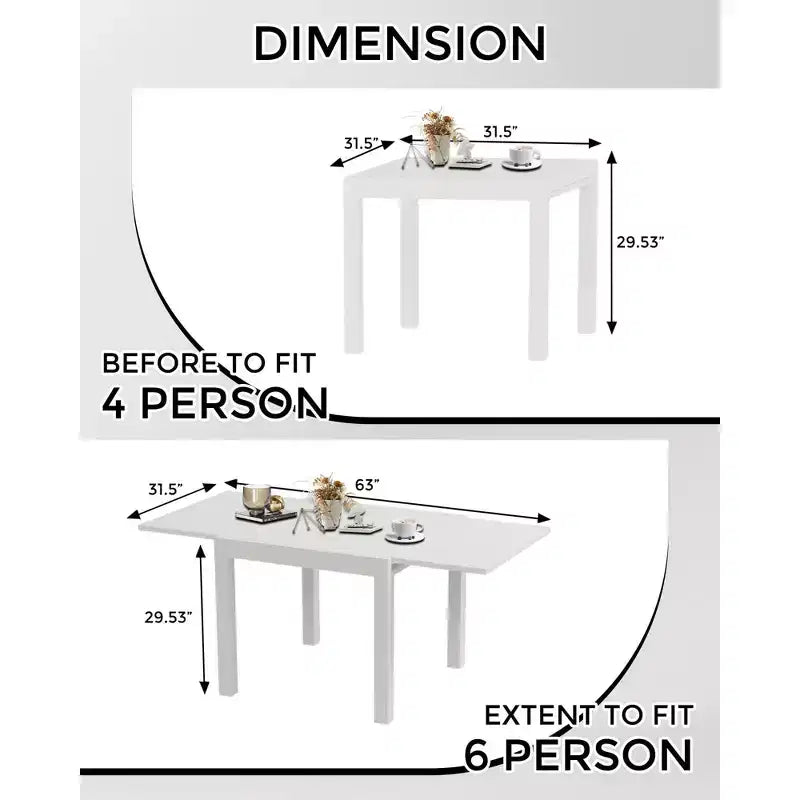 Extentable Outdoor Dining Table Set for 4-6 Persons, 31.5-63 in Expandable Patio Table, Rectangular Aluminum Frame, Woodgrain Tabletop