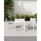 Extentable Outdoor Dining Table Set for 4-6 Persons, 31.5-63 in Expandable Patio Table, Rectangular Aluminum Frame, Woodgrain Tabletop