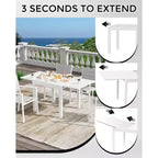 Extentable Outdoor Dining Table Set for 4-6 Persons, 31.5-63 in Expandable Patio Table, Rectangular Aluminum Frame, Woodgrain Tabletop