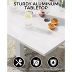 Extentable Outdoor Dining Table Set for 4-6 Persons, 31.5-63 in Expandable Patio Table, Rectangular Aluminum Frame, Woodgrain Tabletop