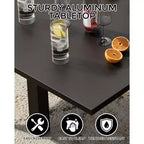 Extentable Outdoor Dining Table Set for 4-6 Persons, 31.5-63 in Expandable Patio Table, Rectangular Aluminum Frame, Woodgrain Tabletop
