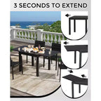 Extentable Outdoor Dining Table Set for 4-6 Persons, 31.5-63 in Expandable Patio Table, Rectangular Aluminum Frame, Woodgrain Tabletop
