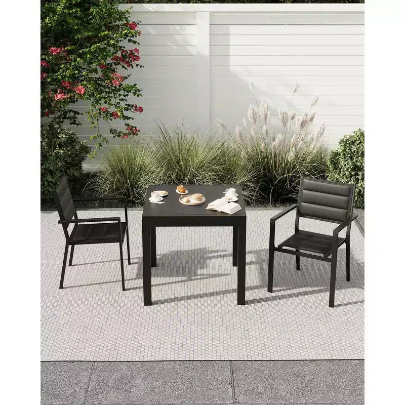 Extentable Outdoor Dining Table Set for 4-6 Persons, 31.5-63 in Expandable Patio Table, Rectangular Aluminum Frame, Woodgrain Tabletop