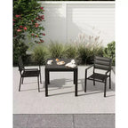 Extentable Outdoor Dining Table Set for 4-6 Persons, 31.5-63 in Expandable Patio Table, Rectangular Aluminum Frame, Woodgrain Tabletop