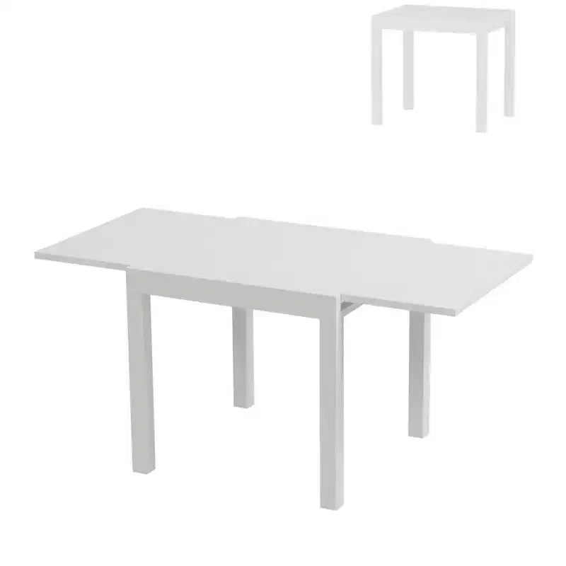 Extentable Outdoor Dining Table Set for 4-6 Persons, 31.5-63 in Expandable Patio Table, Rectangular Aluminum Frame, Woodgrain Tabletop