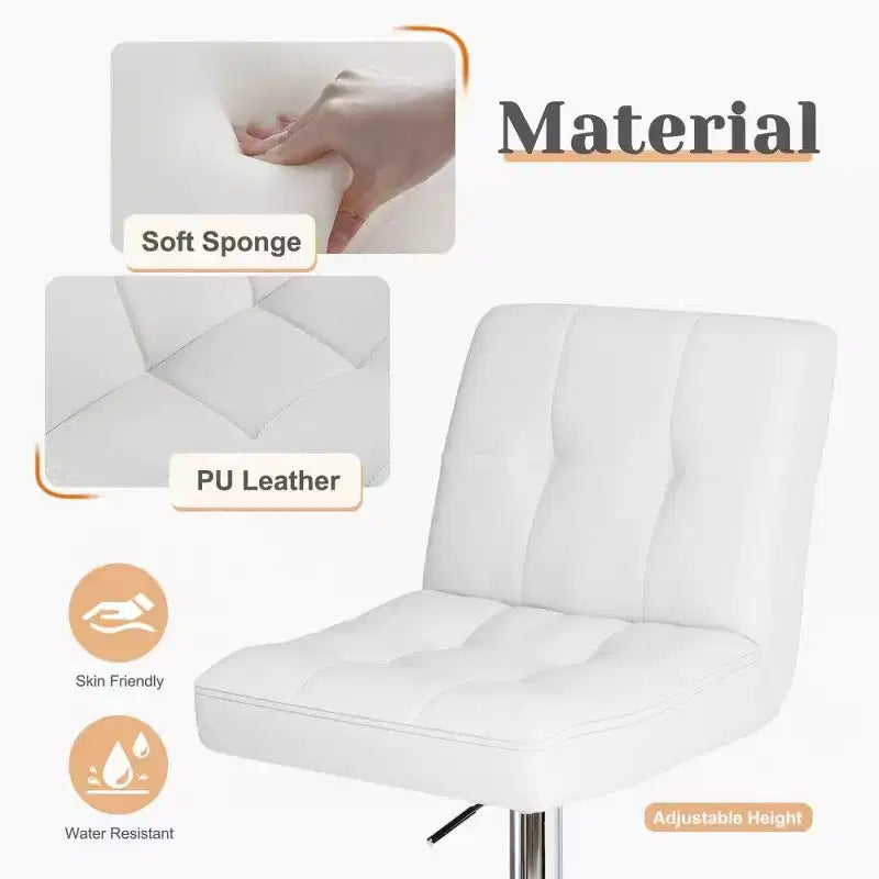 TUYOHW Set of 2 Adjustable Height Bar Stools,PU Leather Swivel Counter Height Barstools with Backrest & Footrest,24.2-32.5 Inch