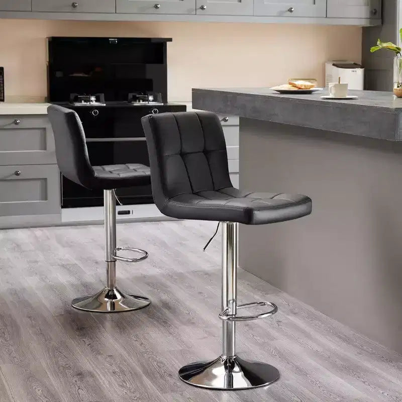 TUYOHW Set of 2 Adjustable Height Bar Stools,PU Leather Swivel Counter Height Barstools with Backrest & Footrest,24.2-32.5 Inch