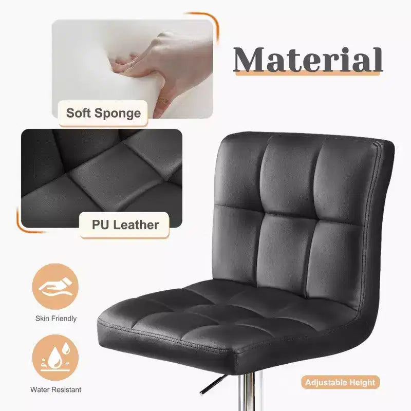 TUYOHW Set of 2 Adjustable Height Bar Stools,PU Leather Swivel Counter Height Barstools with Backrest & Footrest,24.2-32.5 Inch