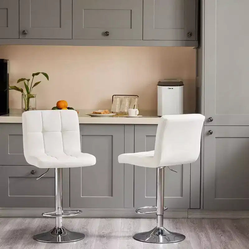 TUYOHW Set of 2 Adjustable Height Bar Stools,PU Leather Swivel Counter Height Barstools with Backrest & Footrest,24.2-32.5 Inch