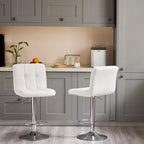 TUYOHW Set of 2 Adjustable Height Bar Stools,PU Leather Swivel Counter Height Barstools with Backrest & Footrest,24.2-32.5 Inch