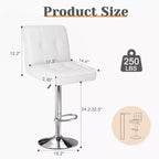 TUYOHW Set of 2 Adjustable Height Bar Stools,PU Leather Swivel Counter Height Barstools with Backrest & Footrest,24.2-32.5 Inch