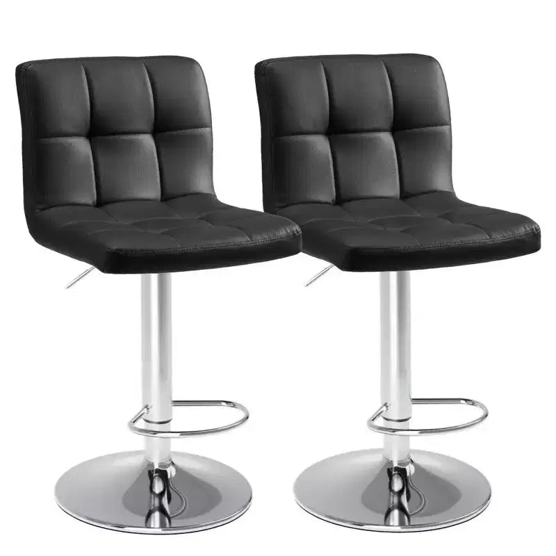 TUYOHW Set of 2 Adjustable Height Bar Stools,PU Leather Swivel Counter Height Barstools with Backrest & Footrest,24.2-32.5 Inch