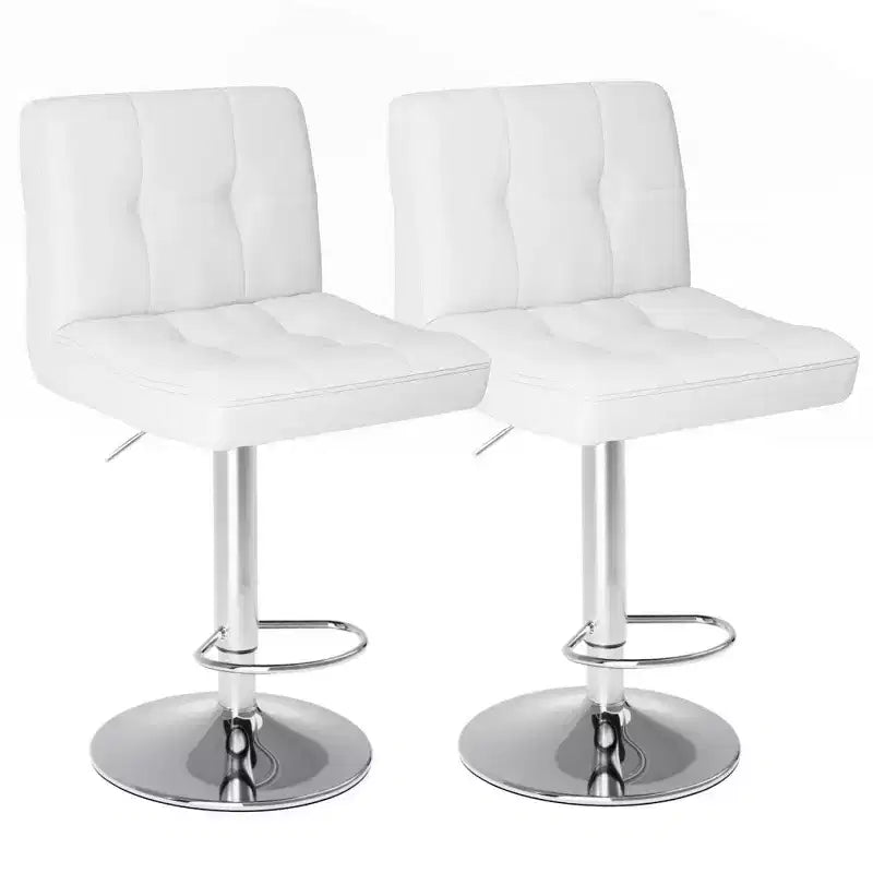 TUYOHW Set of 2 Adjustable Height Bar Stools,PU Leather Swivel Counter Height Barstools with Backrest & Footrest,24.2-32.5 Inch