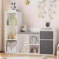 Toy Storage Organizer with Reading Nook White Bookcase Seat Cushion Wooden 6-Cubby Storage Bench 2 Drawers Toddler Cabinet Shelf for Kids Room